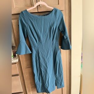 White House Black Market Teal Long Sleeve Dress